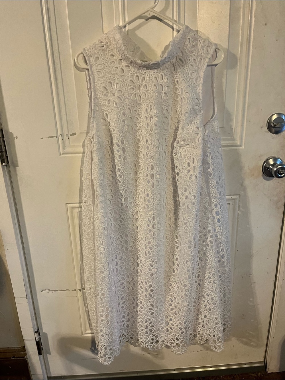 Signature by Robbie Bee Women’s White Lace Eyelet Dress Plus Size 22W Sleeveless
